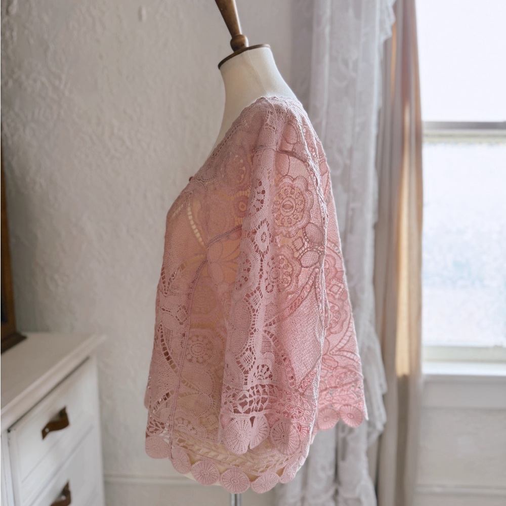 🦢 Lavender Rose Lace Cape Cardigan Romantic Academia Cottagecore Ethereal - Picture 4 of 10